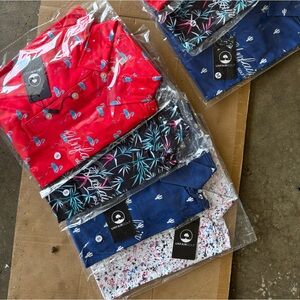 Unfair golf Tropical Print Button-Up Shirts - Red, Black, Navy